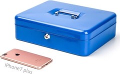 Decaller Metal Portable Key Lock 11.8″ Cash Box 5 Compartment Tiered Money Tray