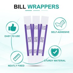 100Pcs Money Band 2000 Dollar Money Bill Wrapper Self-Adhesive Bill Band Purple