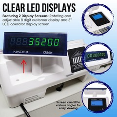 Nadex CR360 Cash Register, 4700 Lookups 50 Dept 50 Clerks,Thermal Printer, White