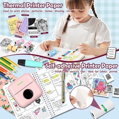20 Rolls Mini Thermal Sticker Printer Paper 57x25mm Inkless Self-adhesive Pap…