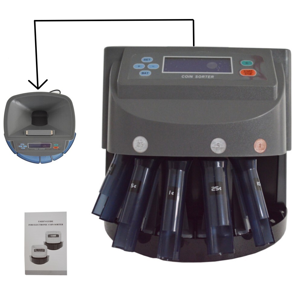 110V Digital Coin Sorter Counter Machine Money Change Counting Fast Commercial