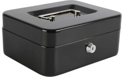 Elegant Locking Black Cash Box with Key Lock & Removable Coin Tray – 7.87″x6.30″