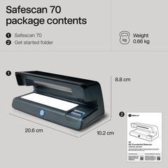 Safescan 70 Uv Counterfeit Bill Detector Small Footprint Lightweight For Bills