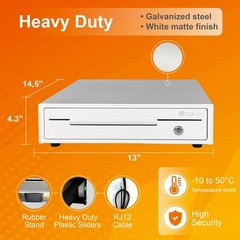 13″ Cash Drawer for POS Systems – Removable Coin Tray, Key Lock, 4 Bill, 5 Coin,