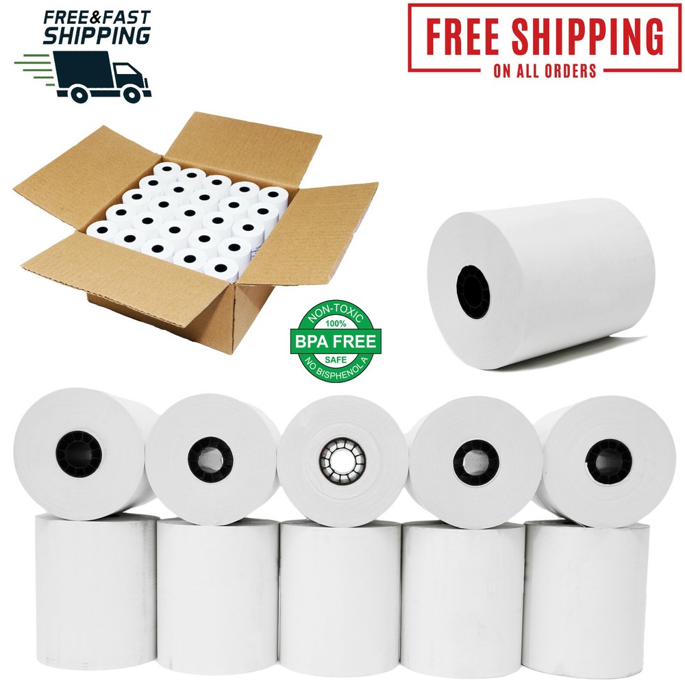 3 1/8 X 230 THERMAL RECIEPT PAPER 50 ROLLS BPA FREE ROLLS CASH REGISTER ROLLS
