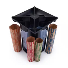 4-In-1 Coin Counter & Sorter Tube Set with Holder Piggy Bank Penny Nickel Dime Q