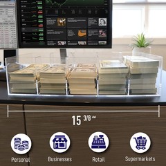 Clear Currency Tray, 5 Compartment Cash Organizer Money Storage Box, 300 Curr…