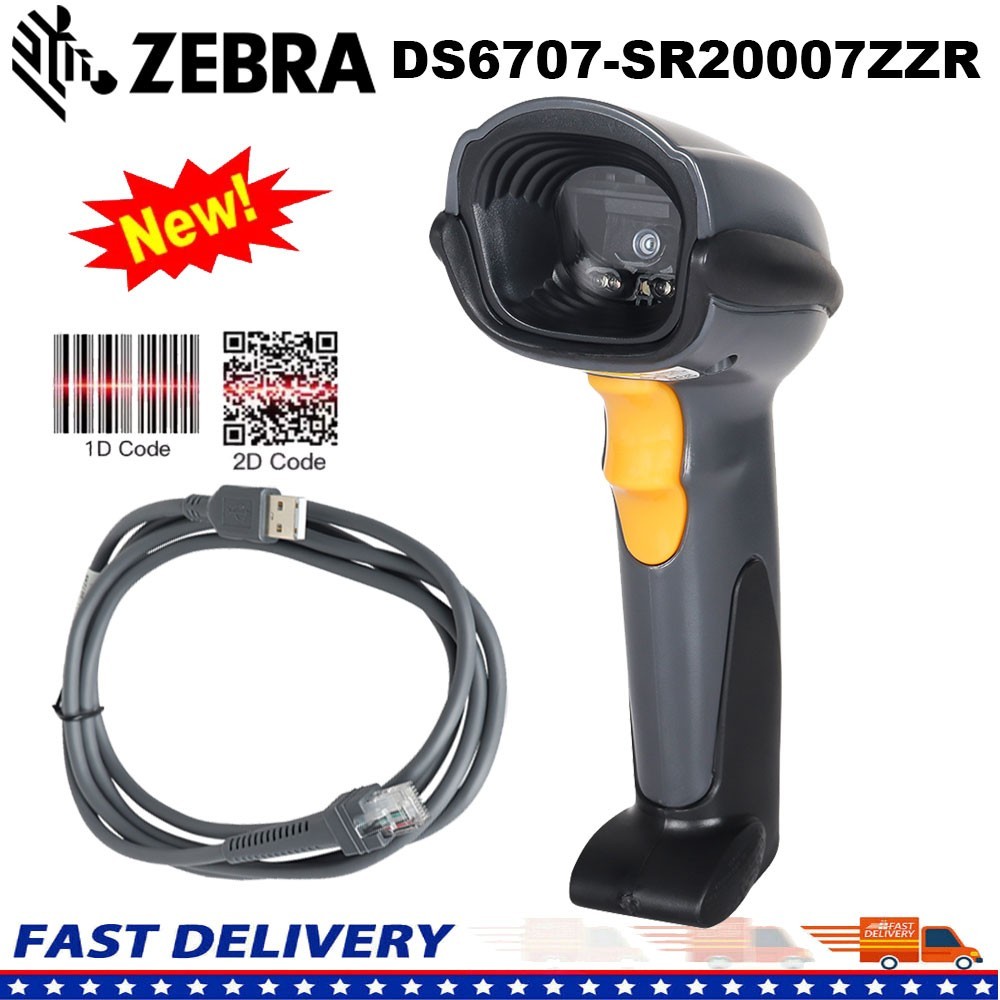 Symbol Motorola DS6707 1D 2D QR Code USB Handheld Barcode Scanner w/USB Cable