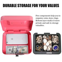 Cash Box with Money Tray Medium Money Box with Combination Lock 7 4/5″ x 6 4/…