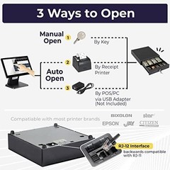 13″ Electronic Cash Register Drawer for POS System – 4 Bill 5 Coin Tray, Key-Loc