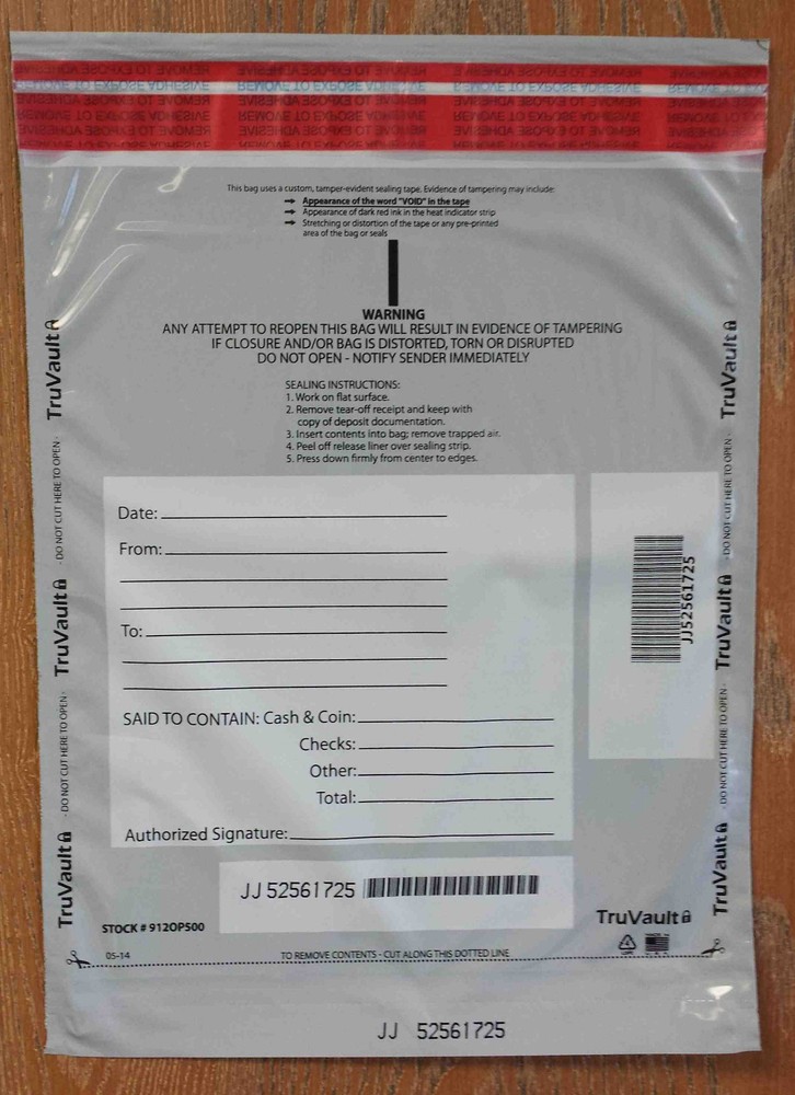 ‘A’ Size Tamper Evident Plastic Deposit Bags – Opaque (100 bags)