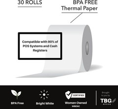 30 Rolls 3 1/8″ x 230′ Thermal Paper BPA Free POS Receipt Paper Made in USA
