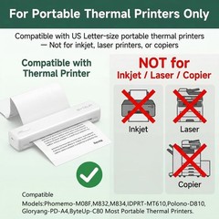 Thermal Printer Paper 8.5″ x 11″ US Letter, 200 Sheets Fan-Fold – Inkless