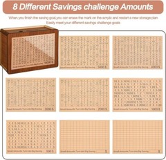Cash Vault Wooden Money Savings Box, 10000 Savings Challenge Box