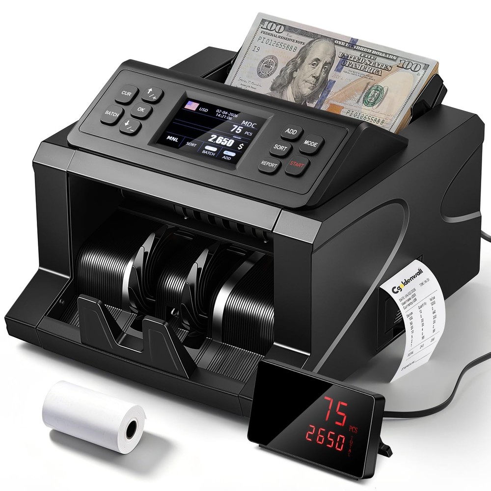 CGOLDENWALL Money Counter Machine, Mixed Denomination Bill Counter, Cash Coun…