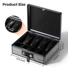 Cash with Lock, Money with Key Lock & Removable Coin Tray 13.5 * 4.31 * 11.4i…