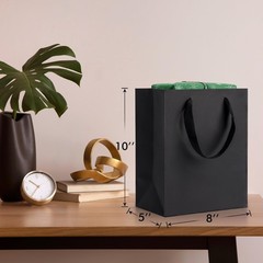 MOXARYSU Black Gift Bags With Handles: Small Medium 8x5x10 Inch 6pcs Black Pa…