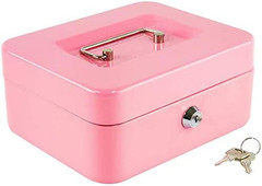 Locking Steel Medium Cash Box with Removable Coin Tray and Key Lock,7.87″X 6.30″