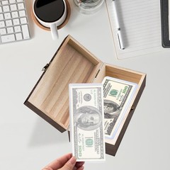 Wooden Lockable Cash Box with 20 PCS Banknotes Top-Insert Holders, Money Holder