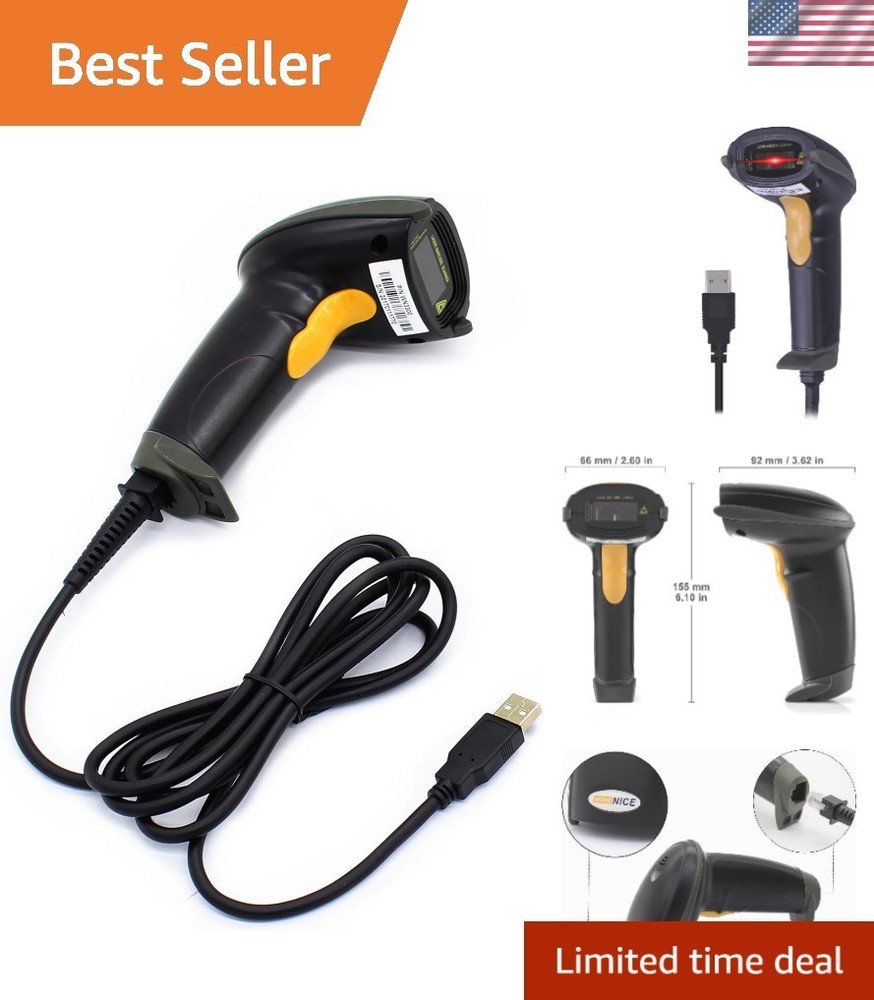 High-Speed USB Laser Barcode Reader – Durable & Lightweight Handheld Scanner