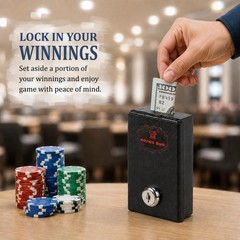 Metal Box for Gambler – Winners Bank Portable 4.3 x 2.36 x 0.98 inches, Black