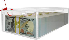 Nadex Clear Acrylic Cash Box with Slipping Cover – 5mm Box Thickness – 8mm Lock