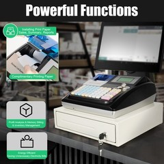 48 Keys Electronic Cash Register, LED Retail POS System W/ Printer, Cash Drawer
