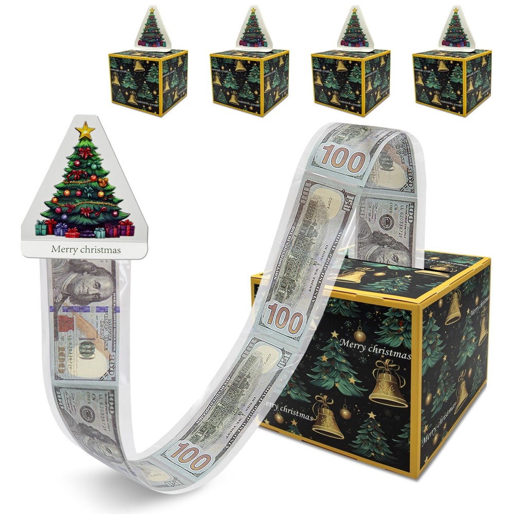 5 Pack Merry Money Box For Cash Gift Pull Up Surprise Holder Pull Out Green