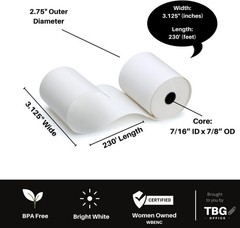 Durable 3 1/8” x 230’ Thermal Paper – 30 Rolls, Biodegradable & Glossy Finish
