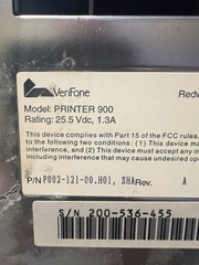 Verifone Printer 900 Receipt Printer W/ Power Supply See Description