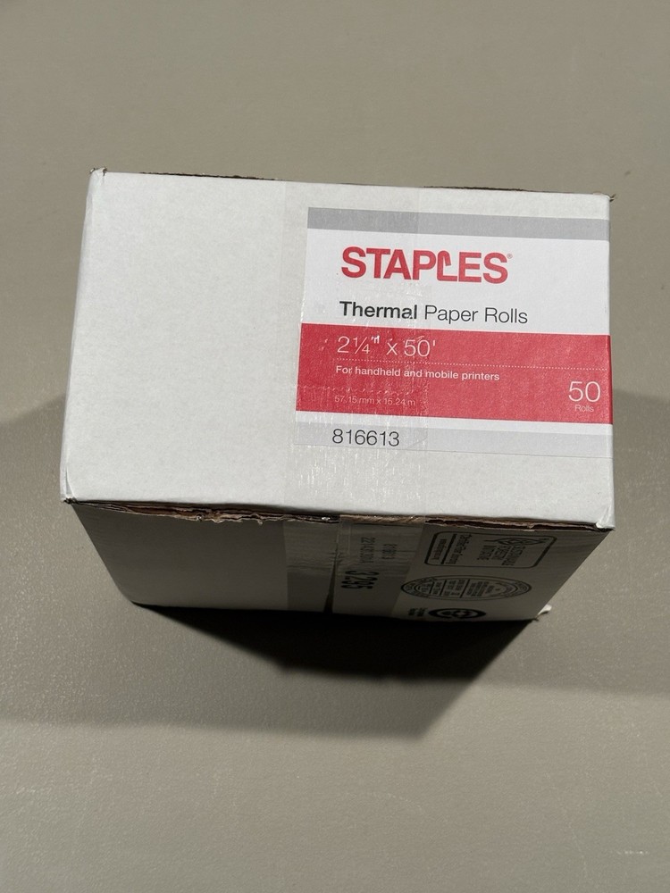 Thermal Paper Rolls 2 1/4 x 50′ 50 Count for Credit Card Machine POS Receipt