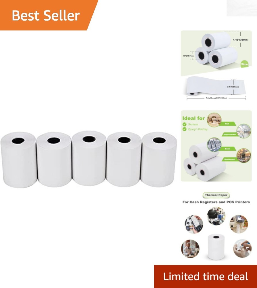 5 Rolls of 2 1/4″ x 50′ Biodegradable Thermal Receipt Paper for POS Systems