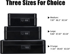 Cash Box with Money Tray and Lock, Secure Cash Box, Steel, Key Lock, Black