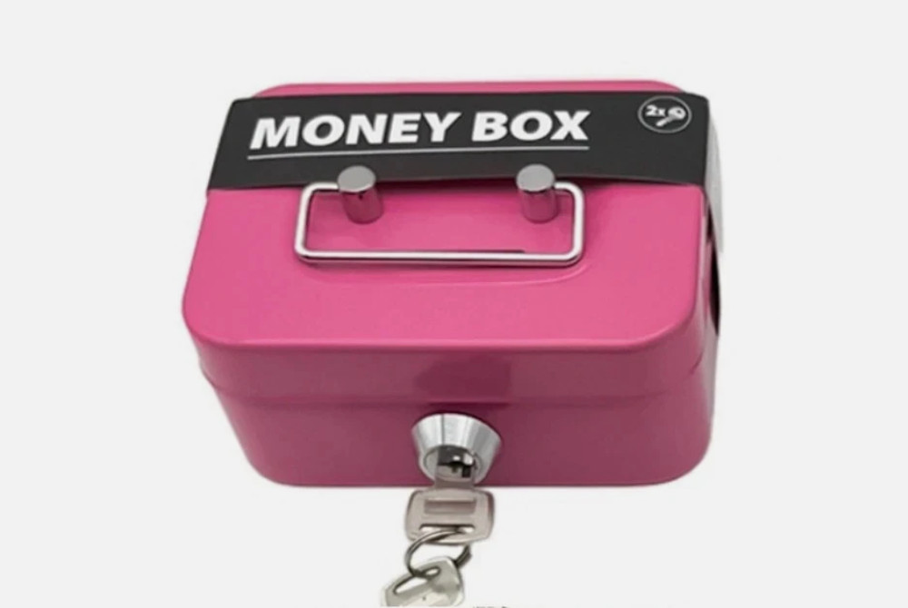 Small Cash Box with Money Tray and Lock, Metal Cash Lock Box with Key