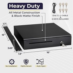 16″ Cash Register Drawer Under Counter Mounting Bracket 5 Bill 6 Coin Cash Tray
