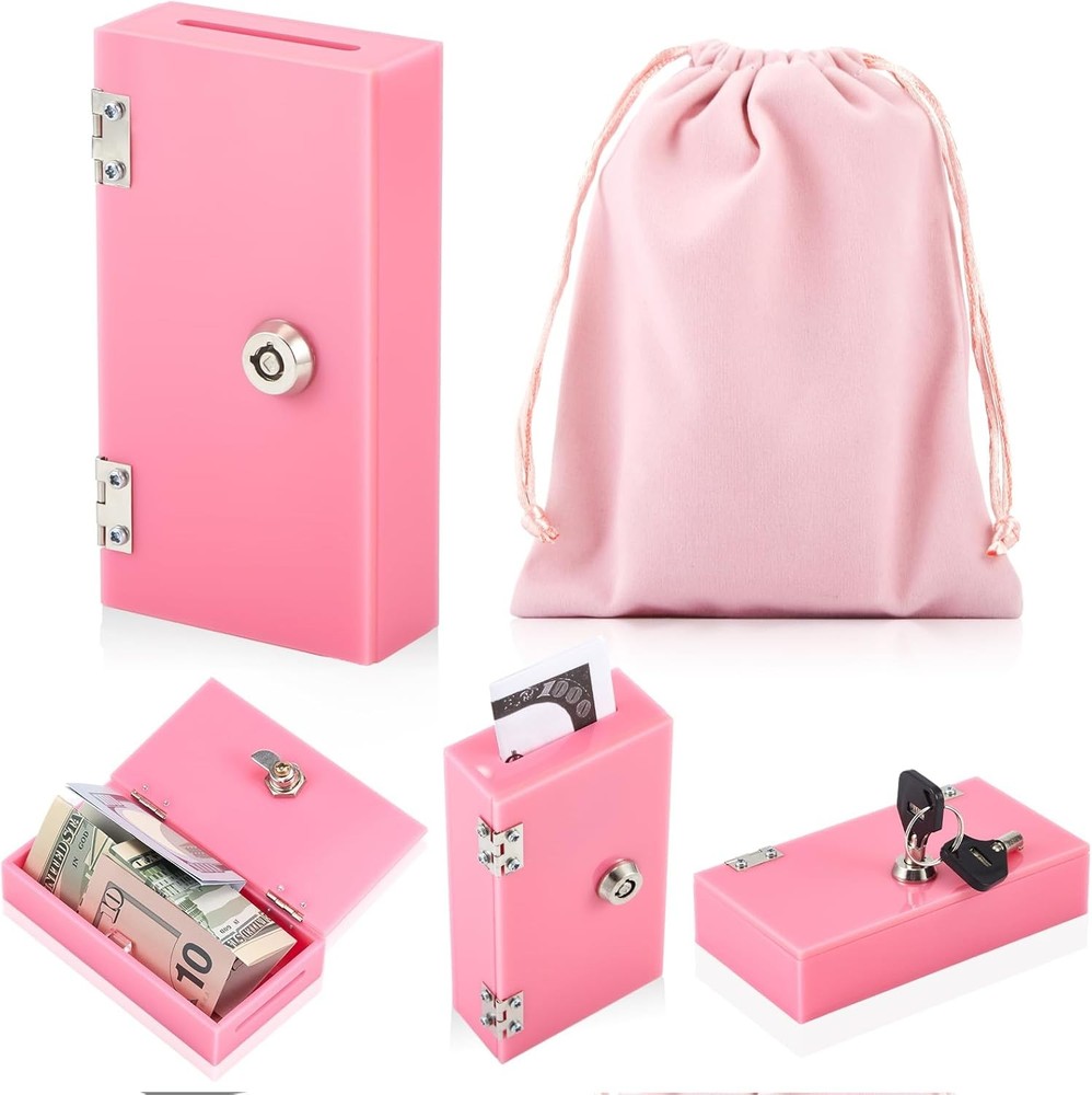 1 Pack Acrylic Money Bank Box for Gambler, Winners Portable Safe Casino Money Po