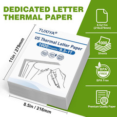 1000 Sheets Thermal Printer Paper 8.5 X 11 Inch,Bpa Free Advanced Thermal Printi