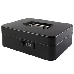 Large Cash Box with Combination Lock – Metal Money Safe with Tray, 9.84″x7.87