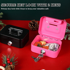 4 Pieces Money Box Cash Box with Lock and Slot Steel Organizer Piggy Bank Metal