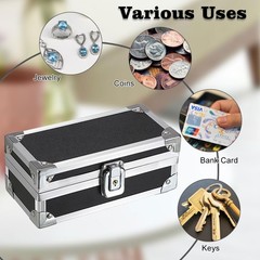 Cash Box with Lock, Aluminium Alloy Money Box for Cash Lockable Money Storage Bo
