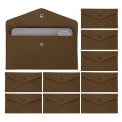 10Pcs Felt Money Bag, Felt Cellphone Sleeve Case Pouch Cash Bag, Dark Brown