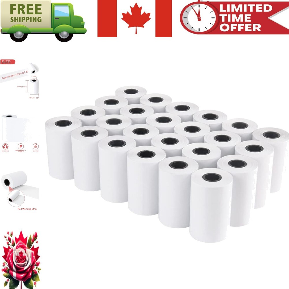 Premium 24-Pack of 2 1/4″ x 50′ Thermal Receipt Paper Rolls for Terminals