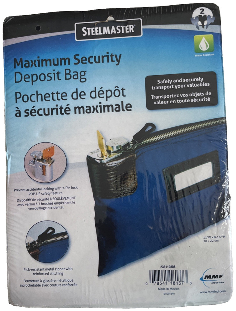 MMF Industries Seven-Pin Security/Night Deposit Bag with 2 Keys, 11 X 8-1/2 Inch