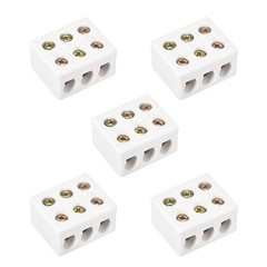 3 Way Ceramics Terminal Blocks High Temp Porcelain =Connectors 36x30x20mm 5 Pcs