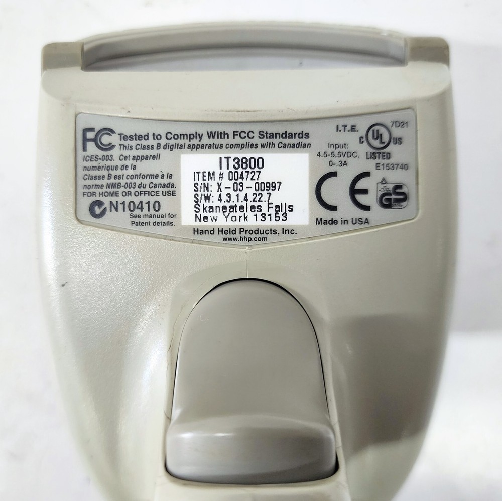HANDHELD PRODUCTS BARCODE SCANNER IT3800-004727 4.5-5.5VDC 0-.3A