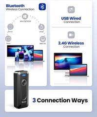 2D Bluetooth Barcode Scanner Wireless with Clip, 2000mAh Battery with Level I…