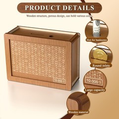 10000 Savings Challenge Box, Cash Vault Wooden Savings Box 10000, Kakeibo Money