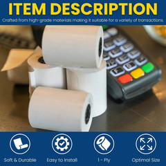 Cash Register and Point of Service Printer Paper 3 Inch X 128 Foot, 10 Rolls