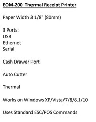 Thermal Receipt Printer – USB, Ethernet/LAN, & Serial Ports – Auto Cutter – B…