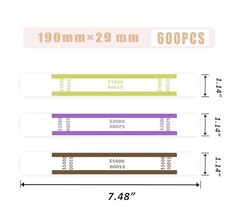 600Pcs Money Bands for Cash – Self-Adhesive Money Wrappers for Bills, Currency S